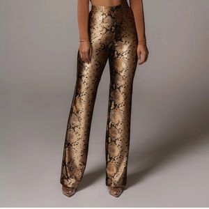 J LUX LABEL VONA SNAKESKIN PANTS GOLD